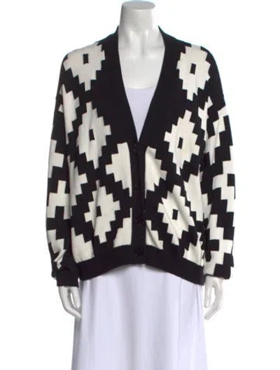 Pre-owned Max Mara Printed V-neck Sweater In Black