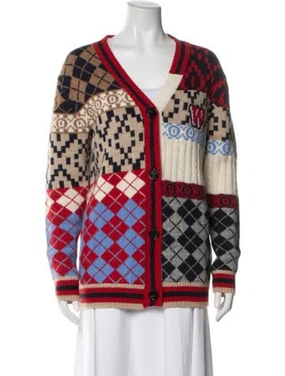 Pre-owned Max Mara Printed V-neck Sweater In Neutral