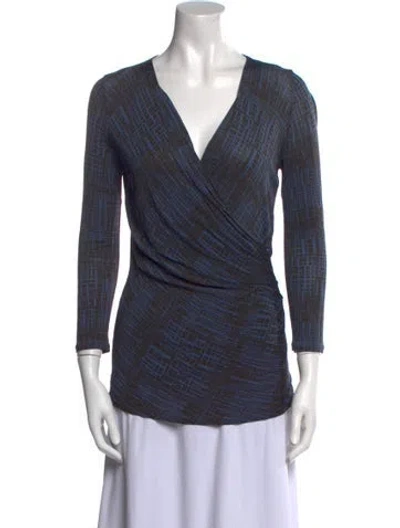 Pre-owned Max Mara Printed V-neck Tunic In Black