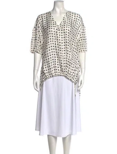 Pre-owned Max Mara Printed V-neck Tunic In White