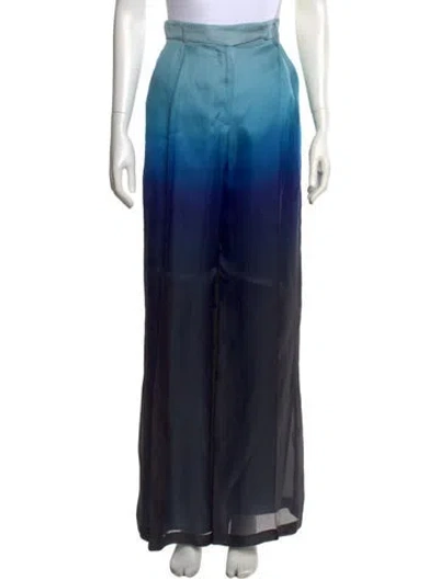 Pre-owned Max Mara Printed Wide Leg Pants In Blue