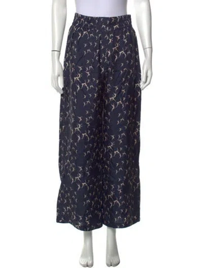 Pre-owned Max Mara Printed Wide Leg Pants In Blue