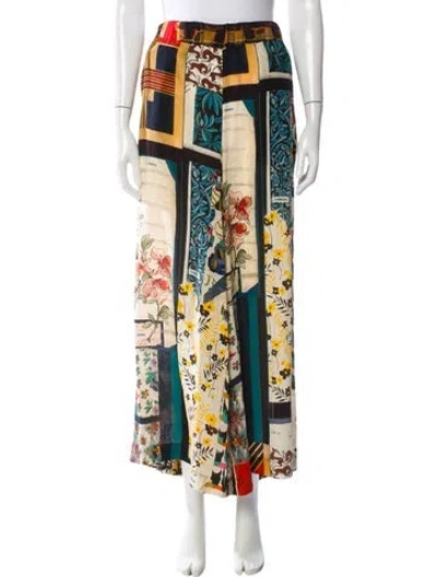Pre-owned Max Mara Printed Wide Leg Pants In Yellow