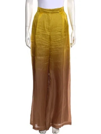 Pre-owned Max Mara Printed Wide Leg Pants In Yellow