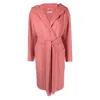 Max Mara Hooded Wool Coat In Pink