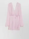 Max Mara Puff Sleeve Belted V Neck Mini Dress