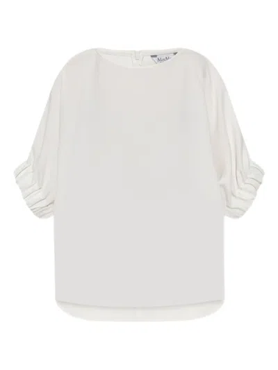 Max Mara Puff-sleeve T-shirt In White