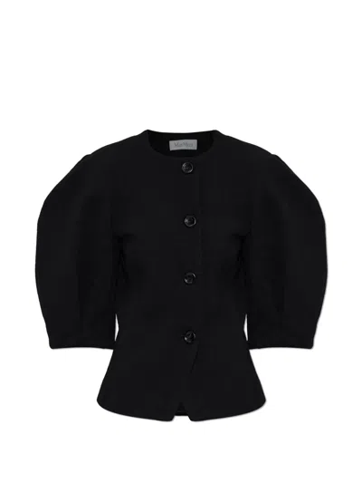 Max Mara Puff-sleeve Button-up Jacket In Black