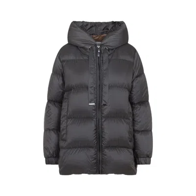 Max Mara Puffy Grey Down Jacket With Adjustable Hood In Gray