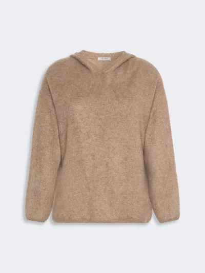 Max Mara Pull À Capuche En Cachemire Gratté In Argile