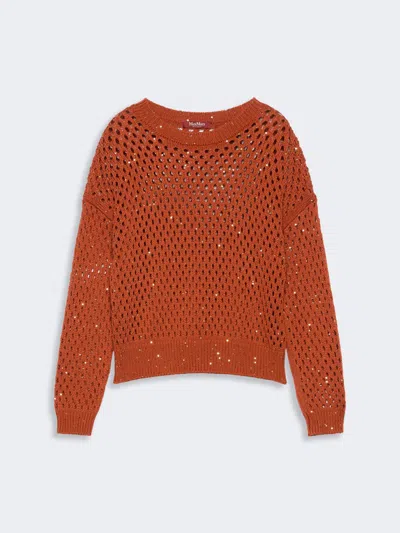 Max Mara Pull Boxy En Coton À Paillettes In Brown