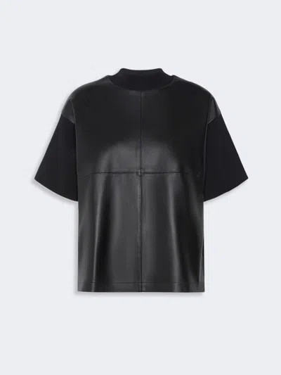 Max Mara Leather And Viscose Crepe Boxy Sweater In Black