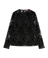 Max Mara Tulle T-shirt With Velvet Embroidery In Black