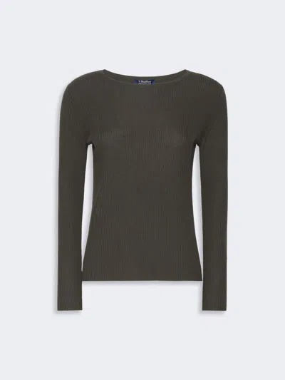 Max Mara Pull Côtelé En Fil De Laine In Green