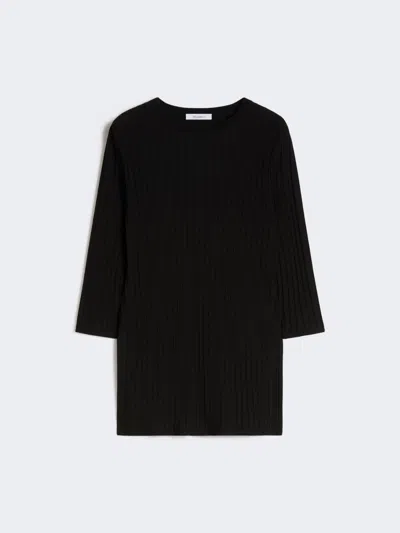 Max Mara Pull Côtelé En Fil De Viscose Crêpe In Black