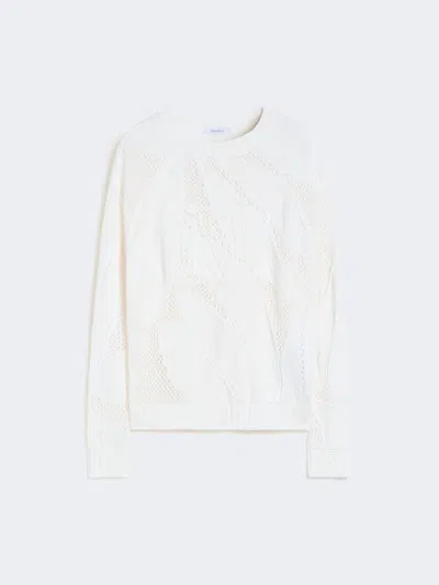 Max Mara Pull En Coton Brodé In White