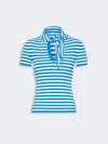 Max Mara Striped-pattern Bow-detail T-shirt In Blue