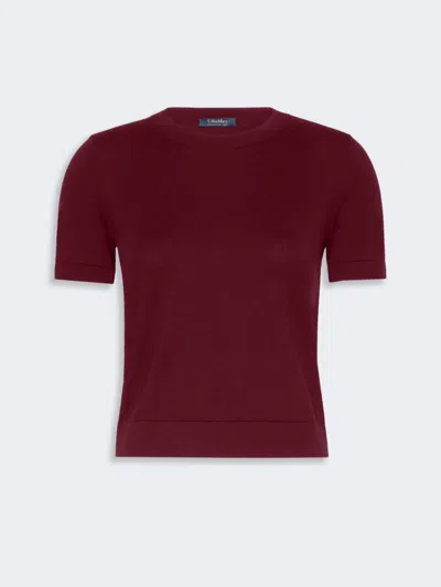 Max Mara Pull En Fil De Coton, Soie Et Cachemire In Burgundy
