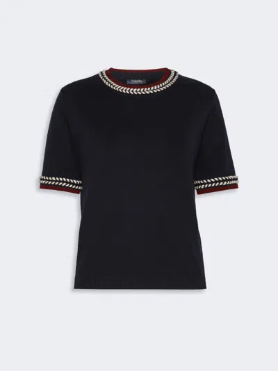 Max Mara Pull En Fil De Laine In Bleu Marine