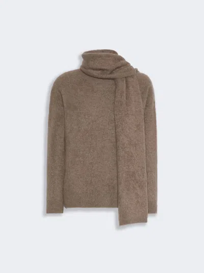 Max Mara Pull En Laine De Yack Avec Écharpe In Brown