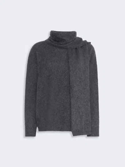 Max Mara Pull En Laine De Yack Avec Écharpe In Gris Moyen