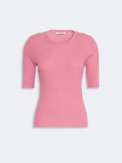 Max Mara Pull Finement Côtelé En Fil De Laine In Pink