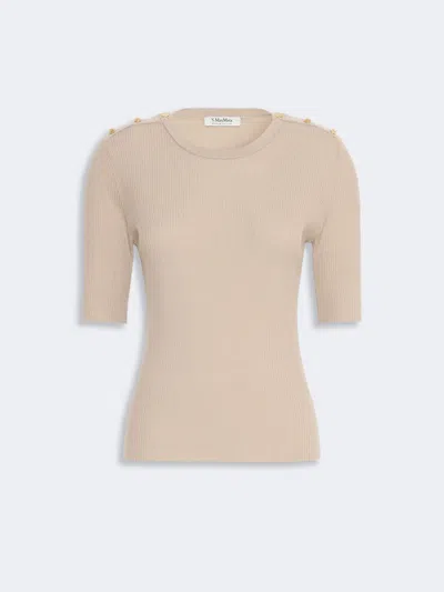 Max Mara Pull Finement Côtelé En Fil De Laine In Neutral