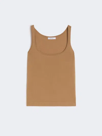 Max Mara Pull Sans Manches En Fil De Coton In Nude