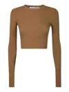 Max Mara Ribbed Cropped Top With Fitted Silhouette And Long Sleeves