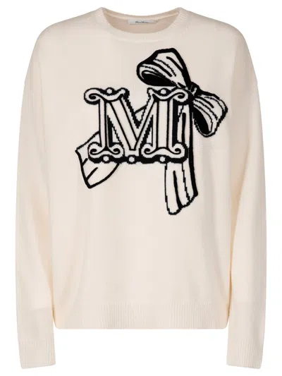 MAX MARA WOOL AND CASHMERE PULLOVER WITH VELVET EFFECT EMBROIDERY