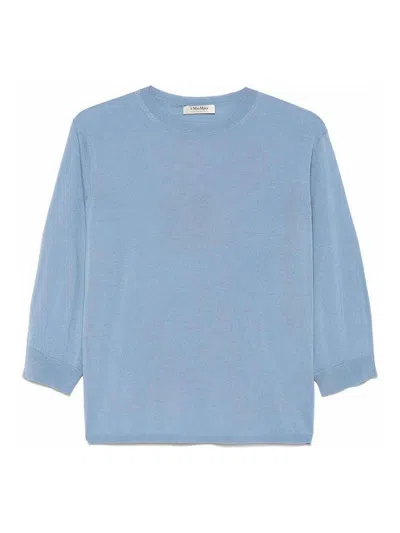 Max Mara Organic Cotton T-shirt In Sky Blue