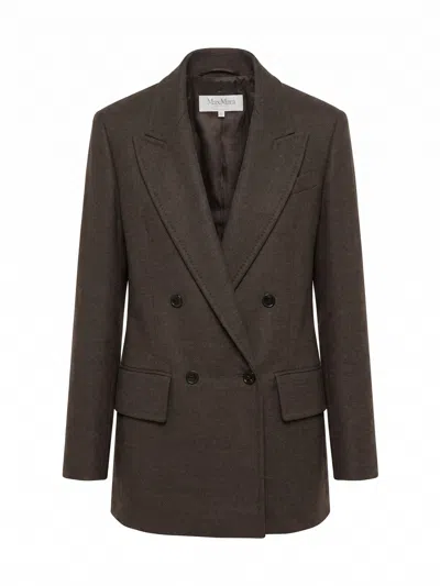 Max Mara Double-breasted Wool Blazer In Gray