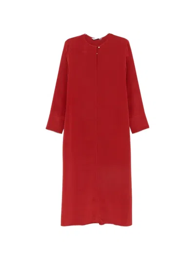 Max Mara Punghia Keyhole-detail Long-sleeve Maxi Dress In Red