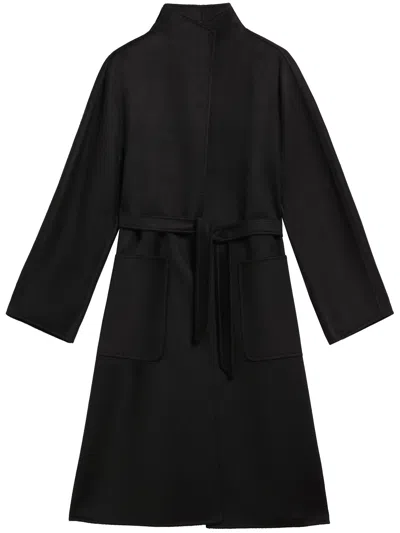Max Mara Pure Black Virgin Wool Coat