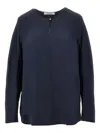 Max Mara Pure Blouse "maxmitico" Long Sleeves In Blue
