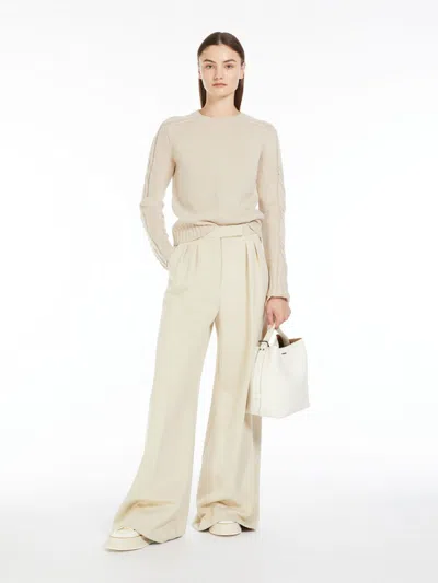 Max Mara Pure Cashmere Crew-neck Jumper In Beige