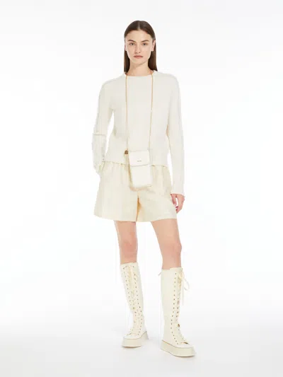 Max Mara Pure Cashmere Crew-neck Jumper In Optical White