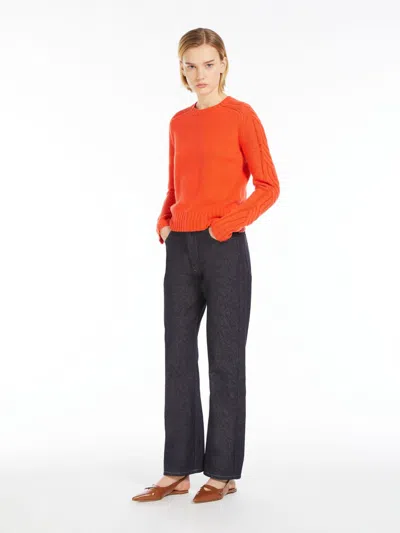 Max Mara Pure Cashmere Crew-neck Jumper In Red