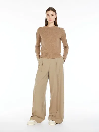 Max Mara Pure Cashmere Crew-neck Jumper In Sand
