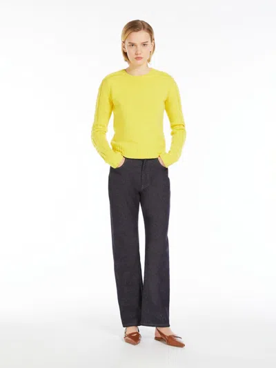 Max Mara Pure Cashmere Crew-neck Jumper In Yellow