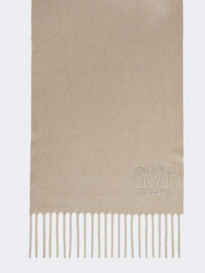 Max Mara Pure Cashmere Stole With Monogram Detail In Sand