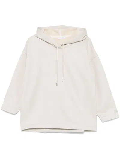 Max Mara Pure Cotton Blend Hoodie In Beige