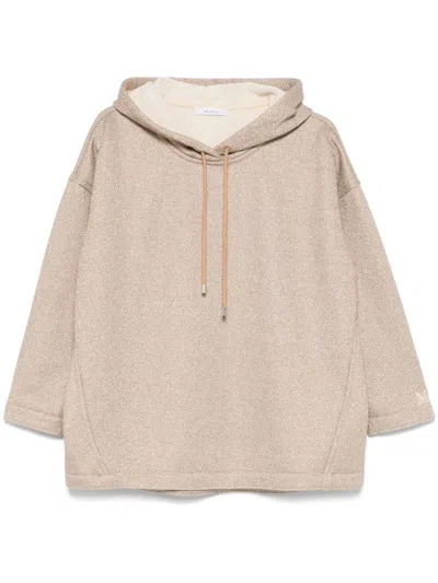 Max Mara Pure Cotton Blend Hoodie In Brown