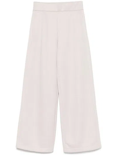 Max Mara Pure Cotton Blend Wide-leg Trousers In White