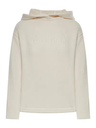 Max Mara Pure Cotton Hoodie In White