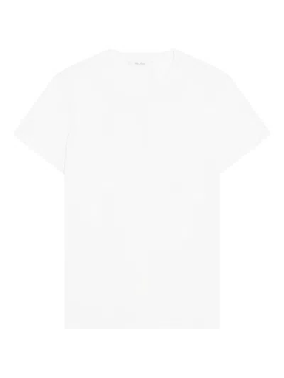 Max Mara T-shirt Bianca In Puro Cotone A Maniche Corte  In White