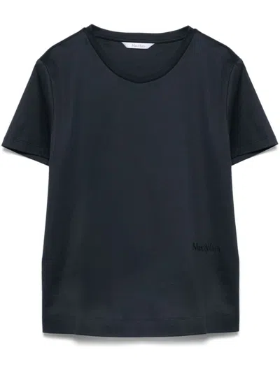 Max Mara Pure Cotton T-shirt With Classic Crew Neckline In Black