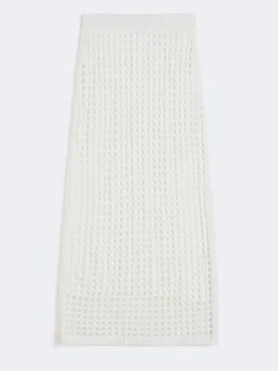 Max Mara Pure Cotton Webbing Mini Skirt With Elasticated Waist In White