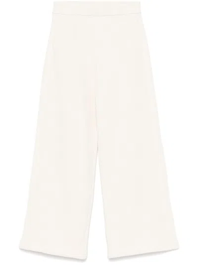 Max Mara Pure Cotton Wide-leg Trousers In White