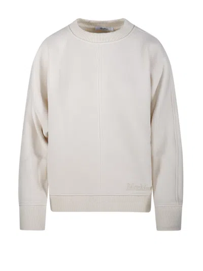 Max Mara Pure Cral Round Neck Sweatshirt In White